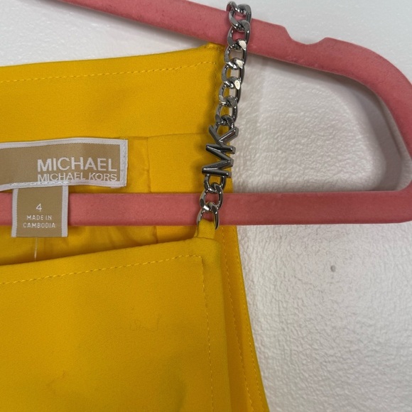 Michael Kors Yellow Apron Chain Strap Mini Dress Size 4 - Picture 4 of 8